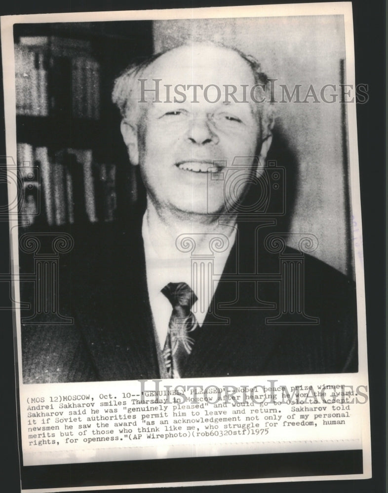 1975 Press Photo Andrei Sakharov Nobel Peace Prize Win - RRU09341 - Historic Images