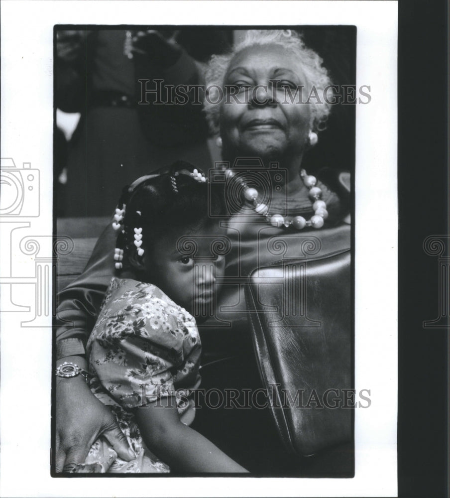 1993, Juanita Calermee Holds Cortney Miller - RRU09399 - Historic Images