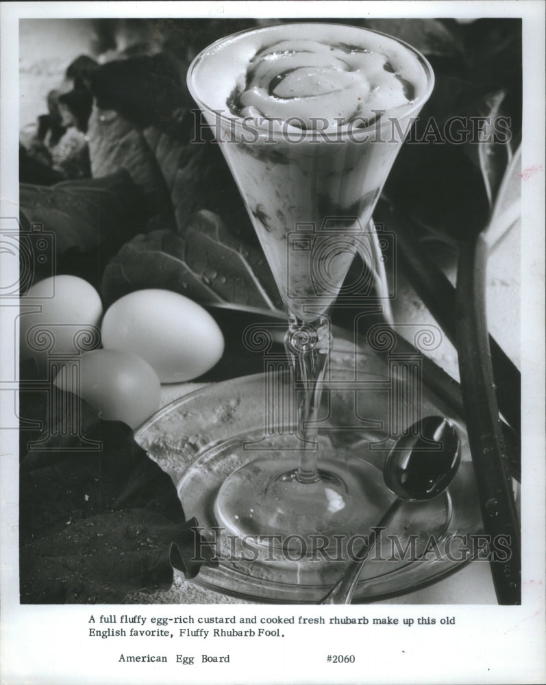 1980, Fluffy Rhubarb Fool Custard Cooked Egg - RRU09667 - Historic Images