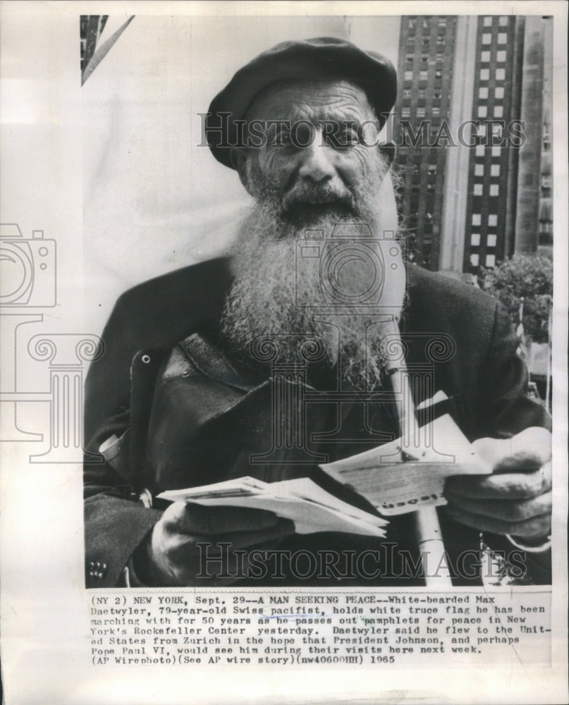 1965 White Bearded Max Daetwyler Pacifist - Historic Images