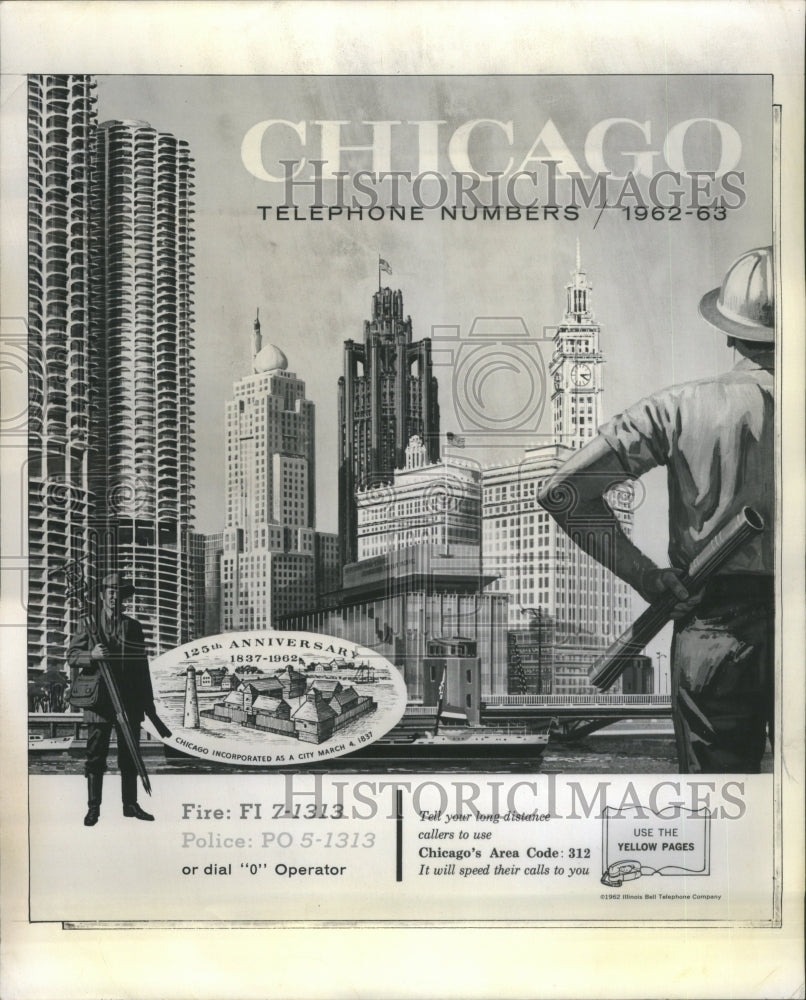 1962 Cover Chicago Telephone Directory Book - Historic Images