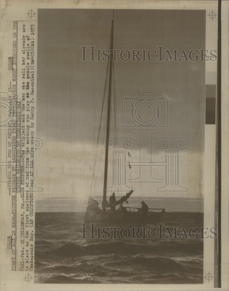 1973 Skipjack Spatters Chesapaeke Bay Sun - Historic Images