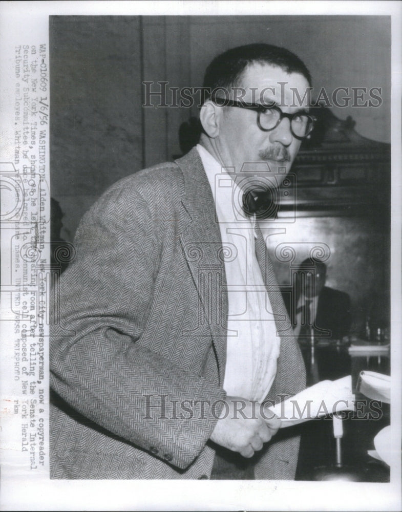 1956 Press Photo Alden Whitman New York City newspaper - Historic Images