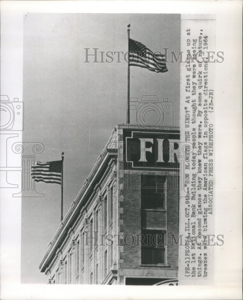 1964, Wind 1st National Bank Flags - RRU13477 - Historic Images