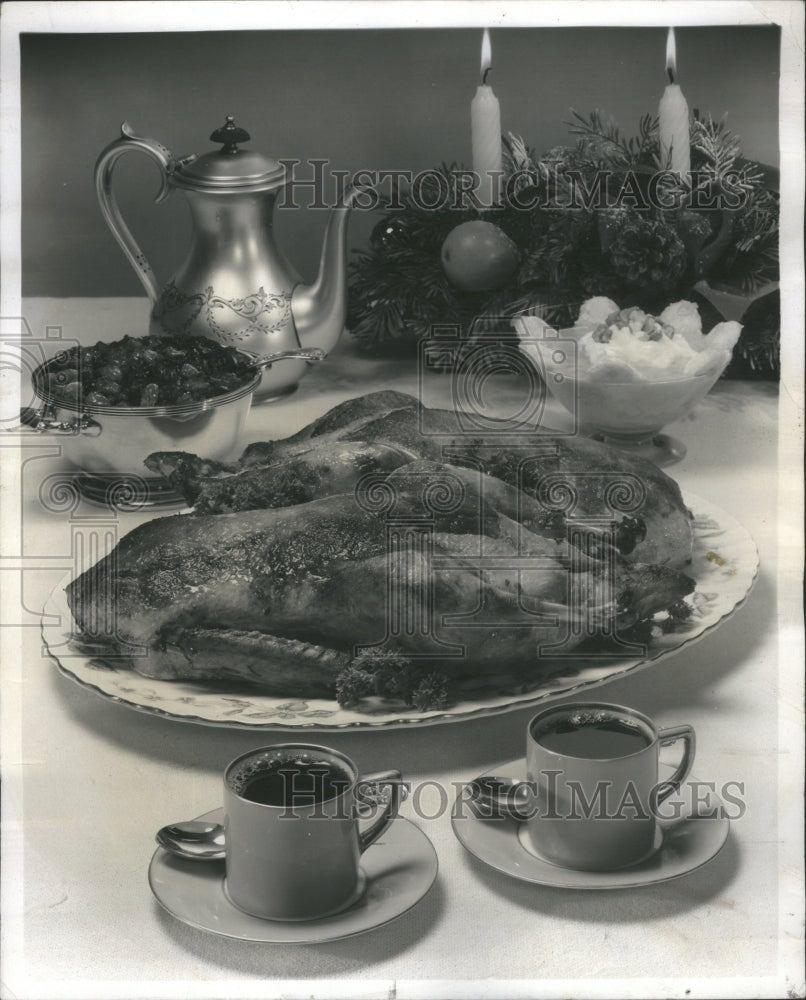 1958 Christmas Dinner Turkey Food Section - Historic Images