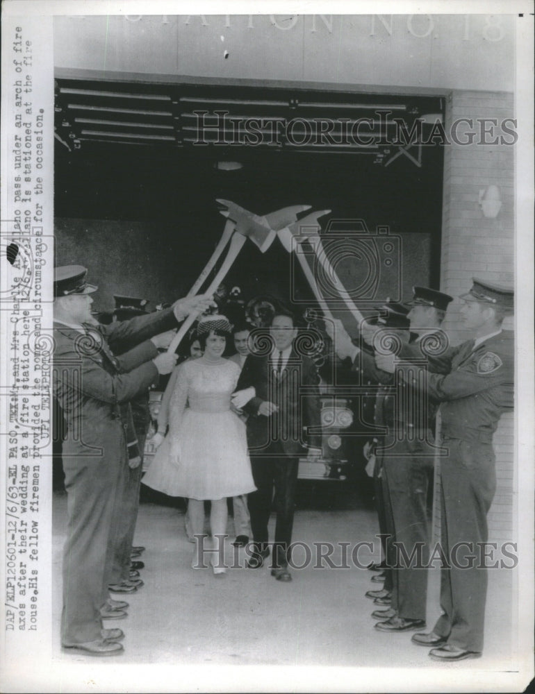 1963 Unusual Wedding ceremony at fire stati - Historic Images