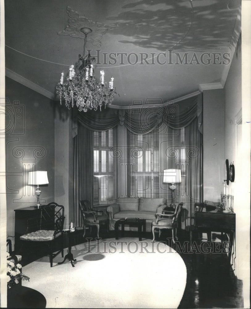 1964 Press Photo Renovation Drawing Room Chandelier - Historic Images