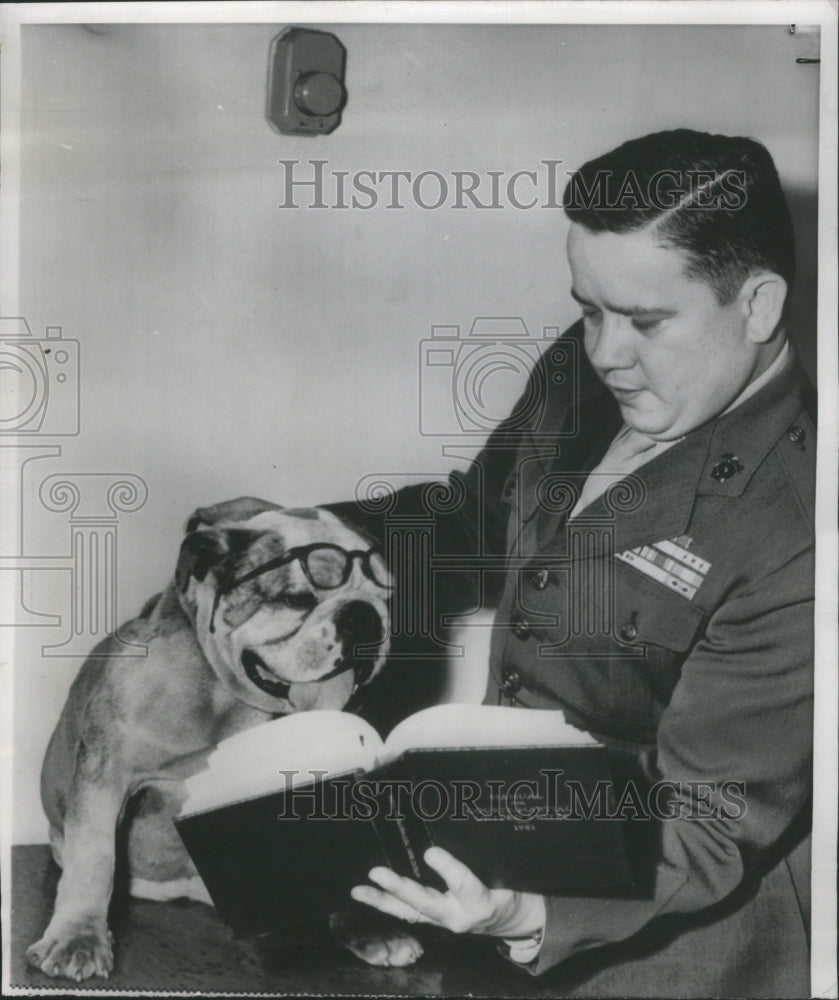 1956 Marine Ted Spiker With Dog Spike - Historic Images