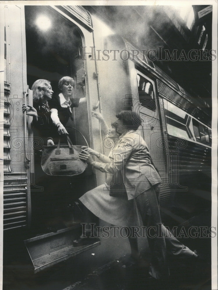 1977, People Boarding Train Chicago - RRU14855 - Historic Images