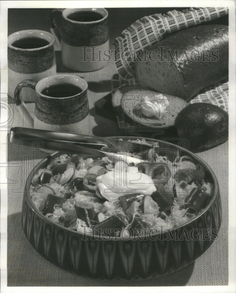 1968 Sauerkraut Wieners Dish Dressing - Historic Images