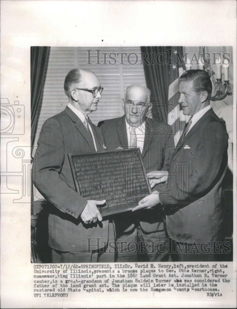 1962 David Henry Bronze Plaque Land Grant - Historic Images