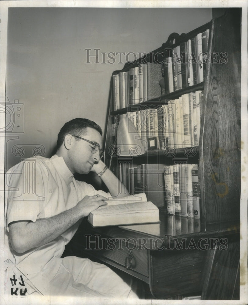 1956, Burton Russman Studying Room Night - RRU16849 - Historic Images