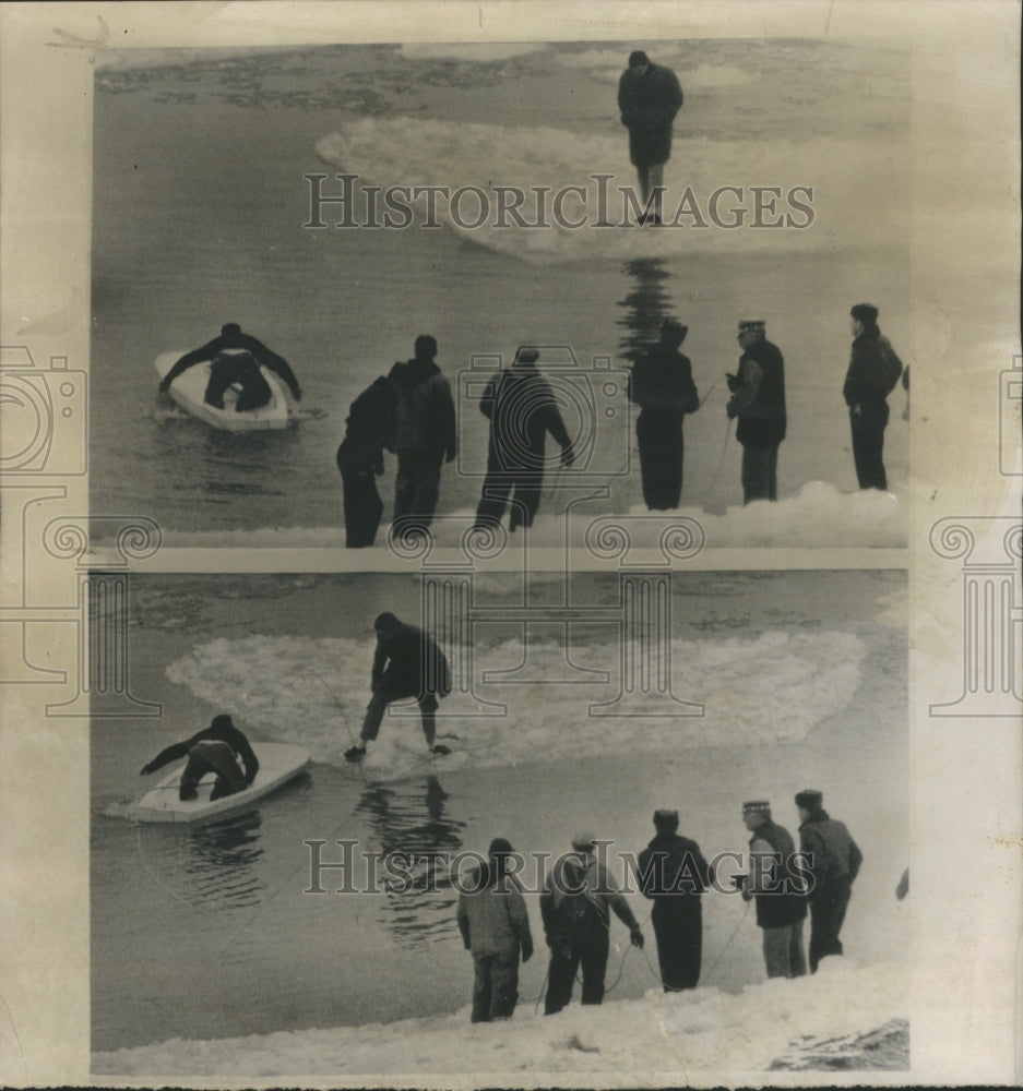 1964 Rescue White Taylor Lake Michigan Ice - Historic Images