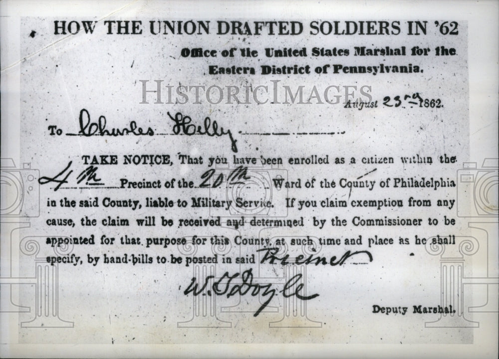 1862 Civil War Draft Form - Historic Images