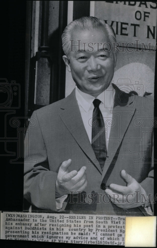 1963 Press Photo Tran Van Chuong Vietnam Ambassador - Historic Images