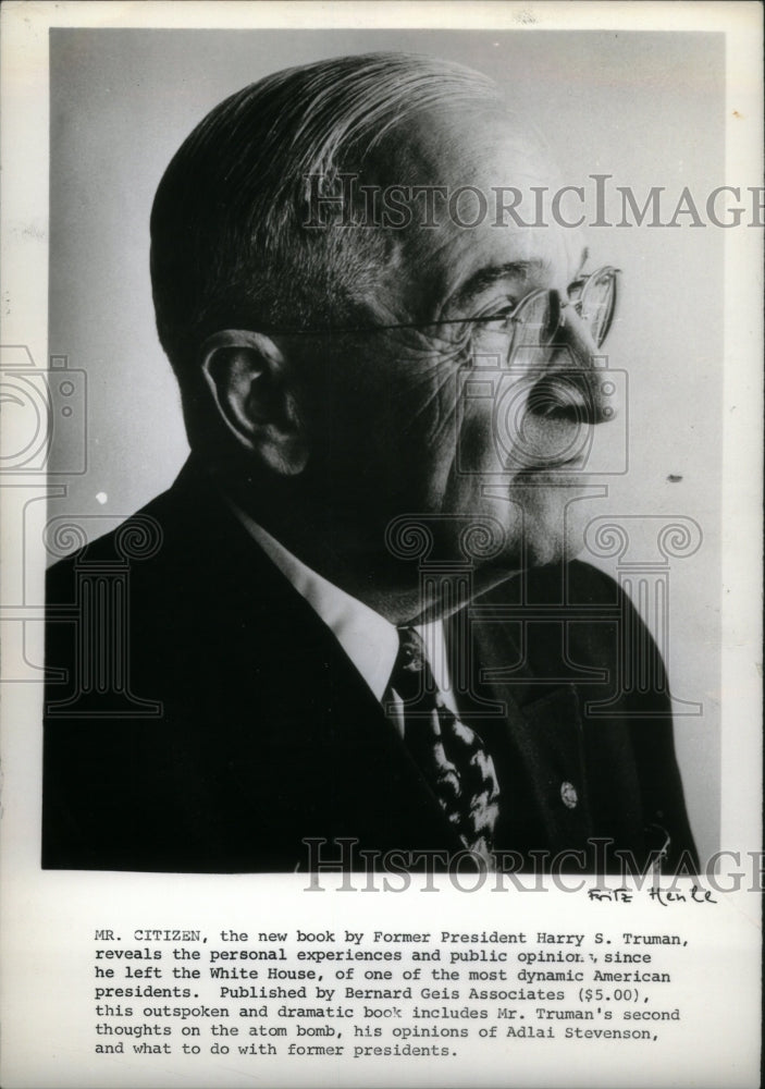 1960 Former President Truman Mr. Citizen - Historic Images