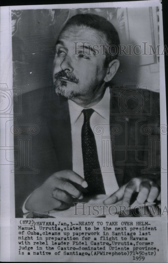 1959 Press Photo Next President Cuba Manuel Urrutia - RRU21329 - Historic Images
