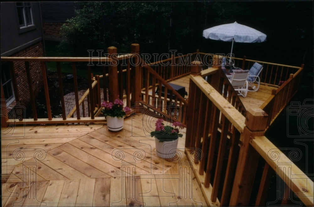 1992 Bob Case Built Deck Plants Chairs - Historic Images