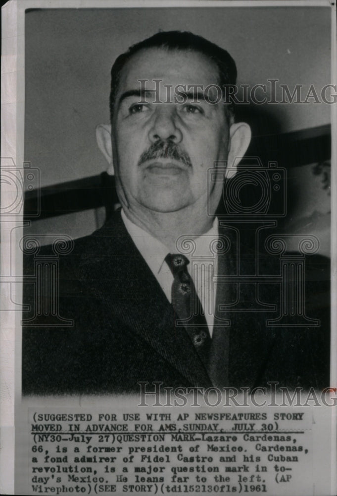 1961 Press Photo Lazaro Cardenas Former Mexico Pres - RRU25601 - Historic Images