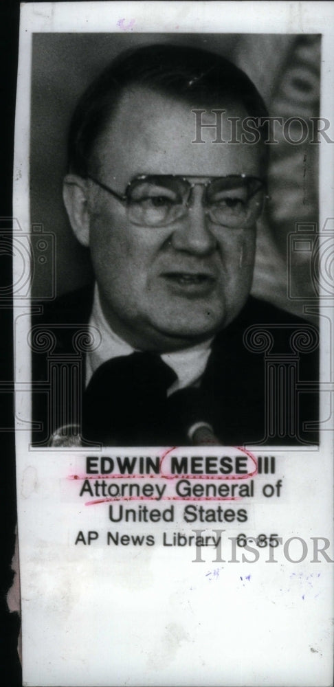 1985 Edwin Meese III Attorney General State - Historic Images