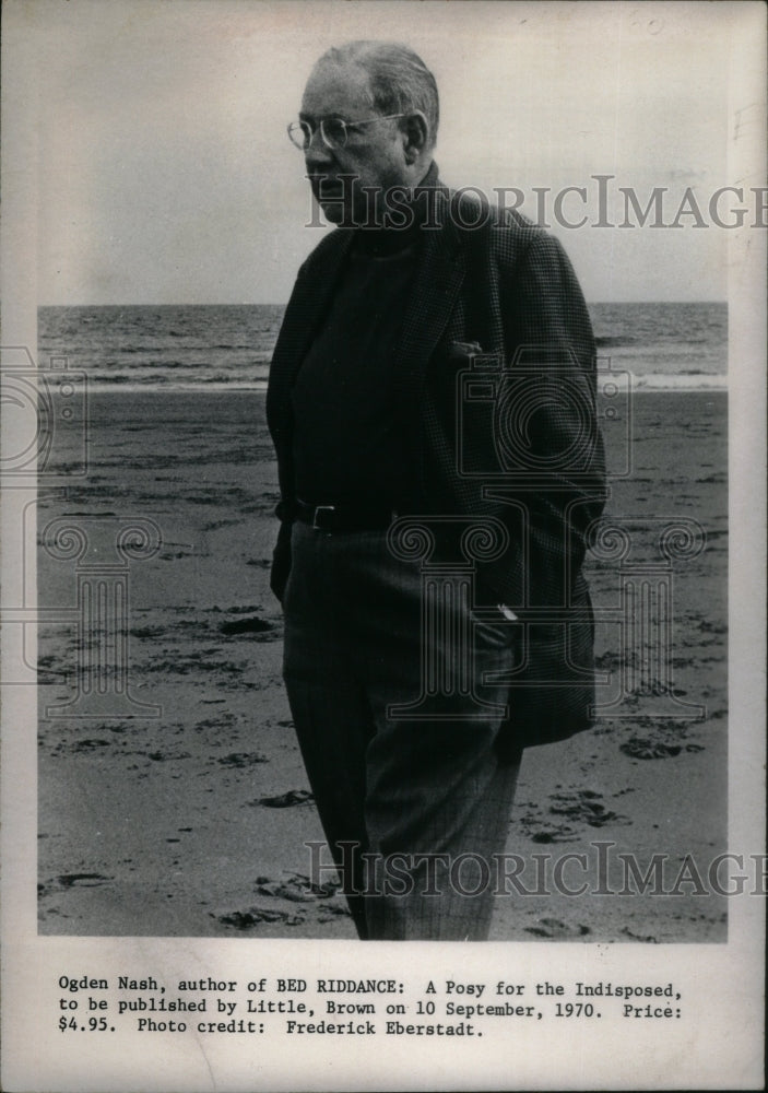 1970 Press Photo Ogden Nash Author Bed Riddance - RRU29057 - Historic Images