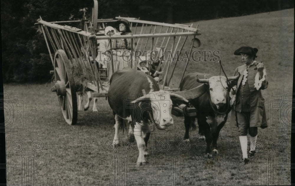 1929 People traveling bullock cart hancock - Historic Images