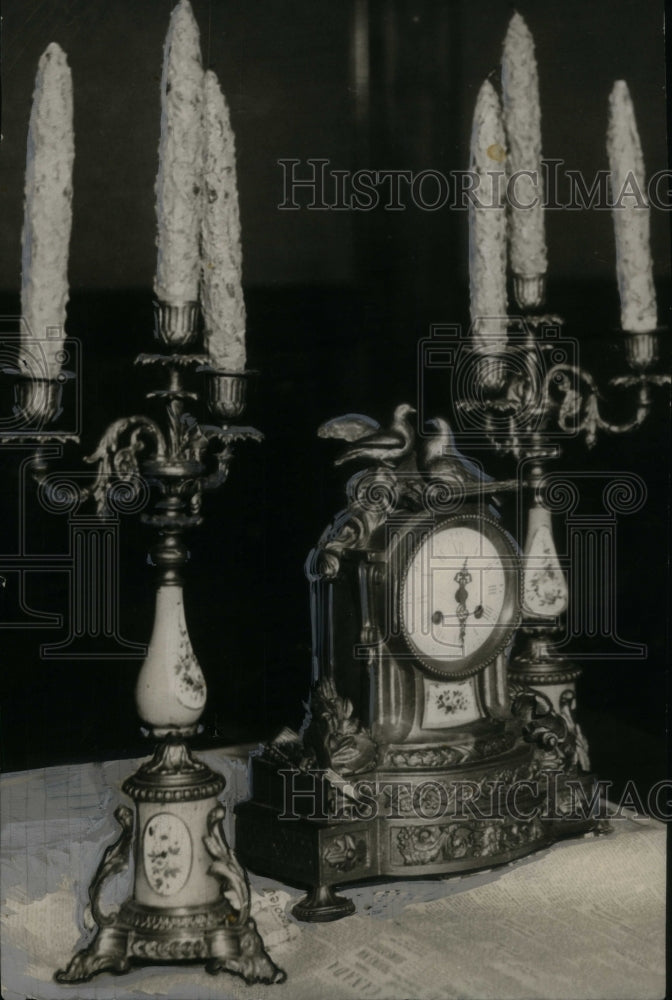 1931 Clock and Candelabras owned Gov Cass - Historic Images