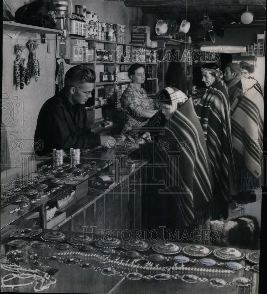 1948 Sioux Indian Squaw Shopping Jewelry - Historic Images