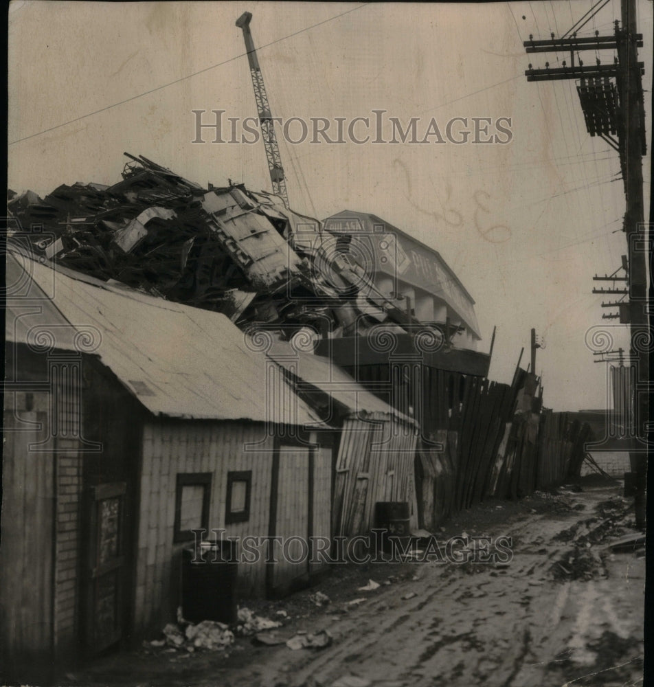 1950 Auto Graveyard Overflowing Fence Leans - Historic Images