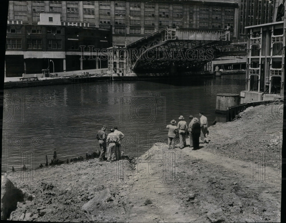 1954 Crane Collapse Chicago River Congress - Historic Images