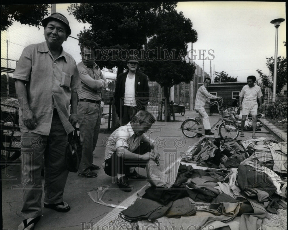 1980 Tokyo Japan Merchant Selling Trousers - Historic Images