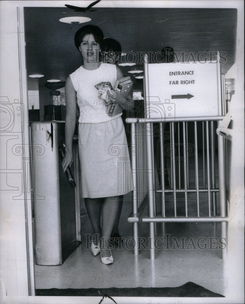 1966 Press Photo Exit Turnstiles Installed At Library - Historic Images