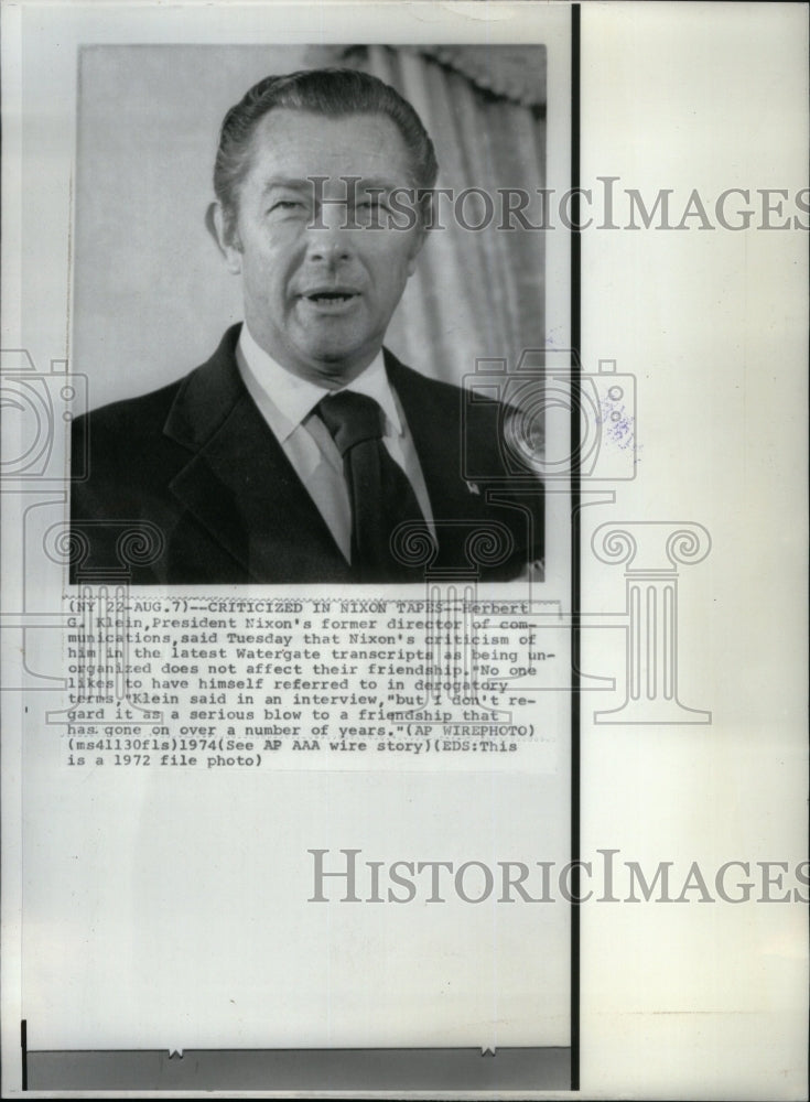 1974 Press Photo Herbert G. Klein, Pres. Nixon&#39;s dir. - RRU36321 - Historic Images