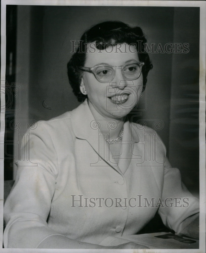 1956 Press Photo Mrs Virginia Swickler Chairman Bank - RRU38967 - Historic Images