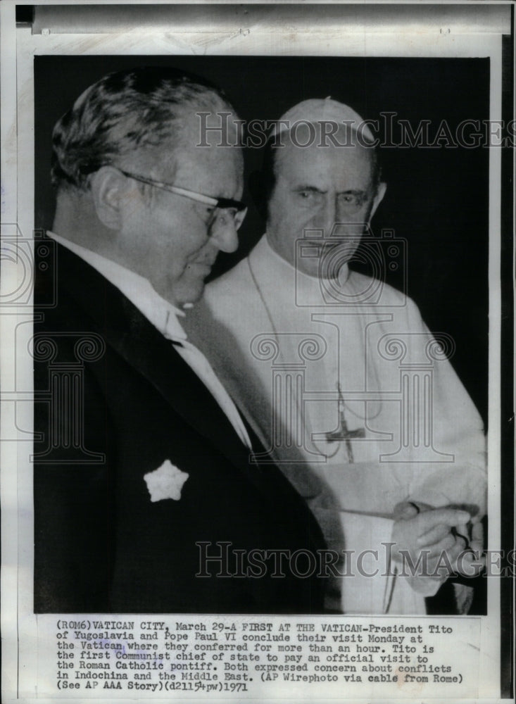 1971 President Tito  Yugoslavia Vatican - Historic Images