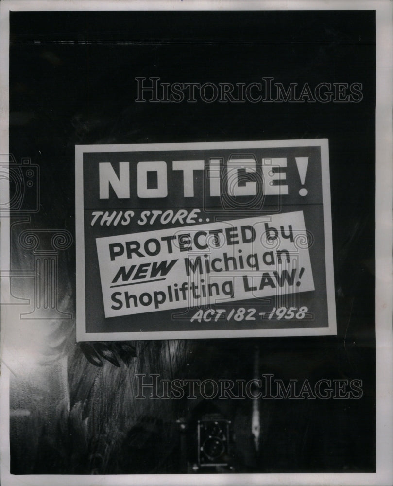 1963, Michigan shoplifting law sign board - RRU39923 - Historic Images