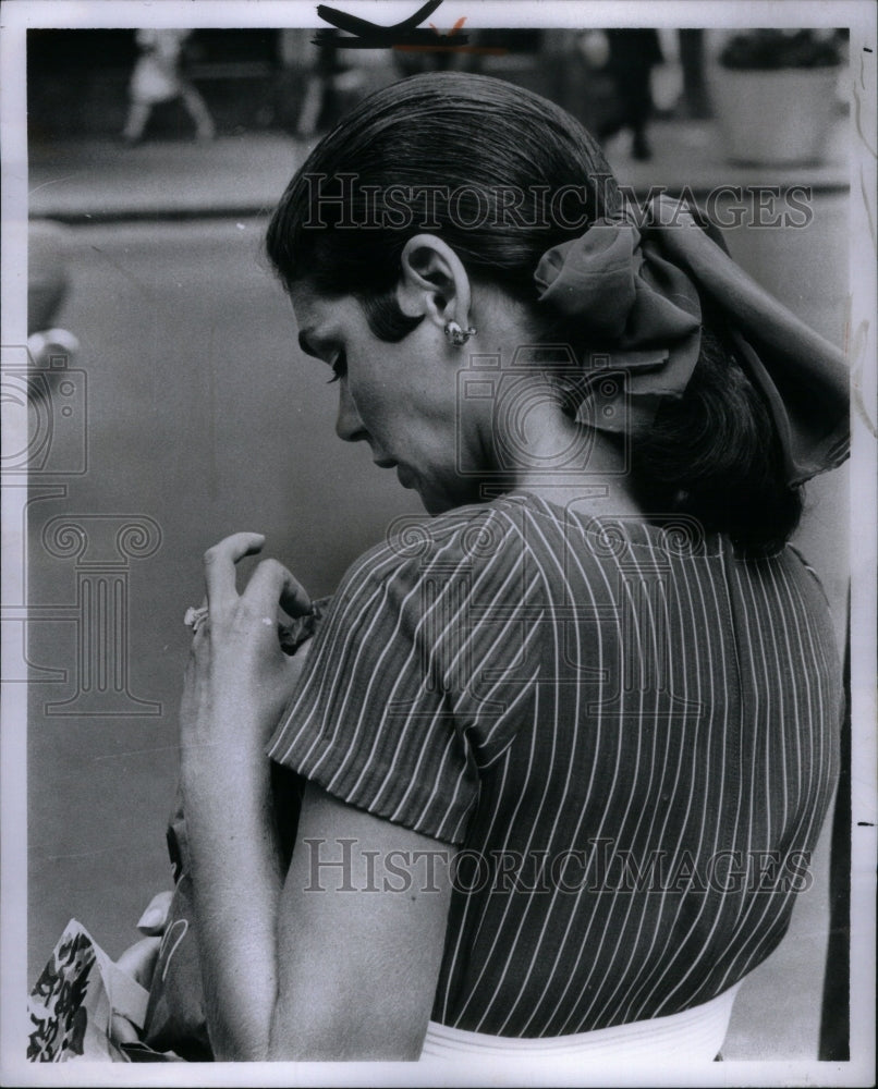 1967, Lady Black White Shirt Hair Dressing - RRU40021 - Historic Images