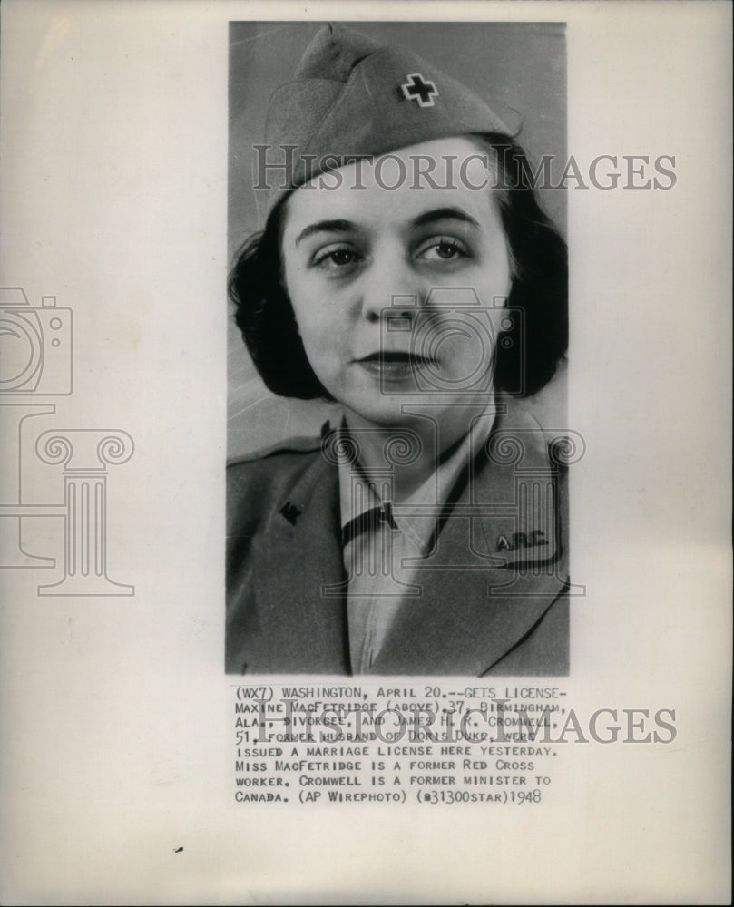 1948, Maxine MacFetridge Red Cross Worker. - RRU40695 - Historic Images