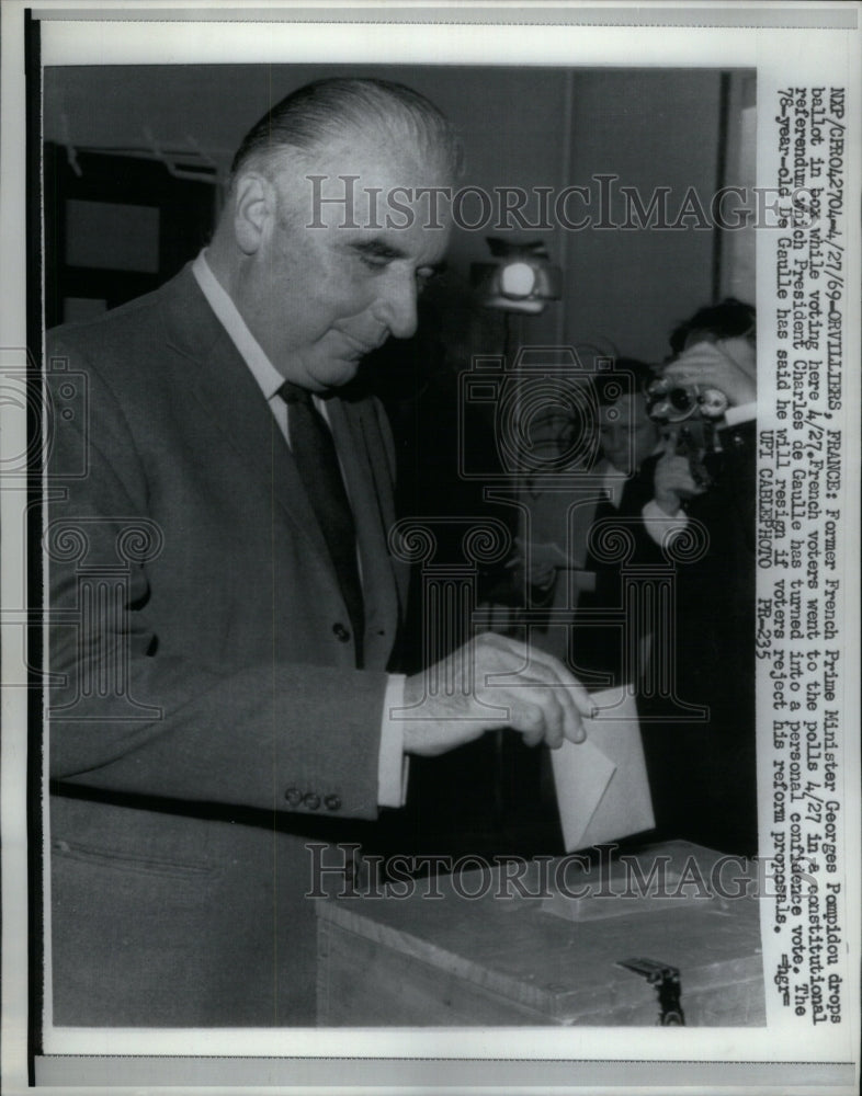 1969 Press Photo Georges Pompidou French President Vote - RRU41775 - Historic Images