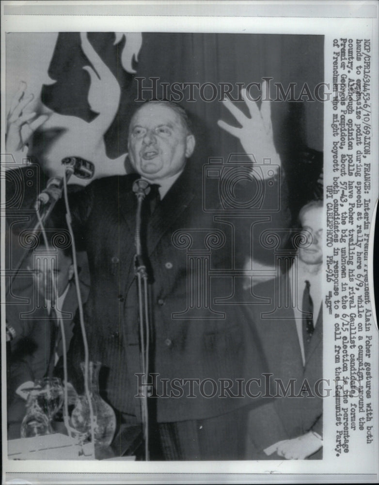 1969, Alain Poher French President - RRU41915 - Historic Images