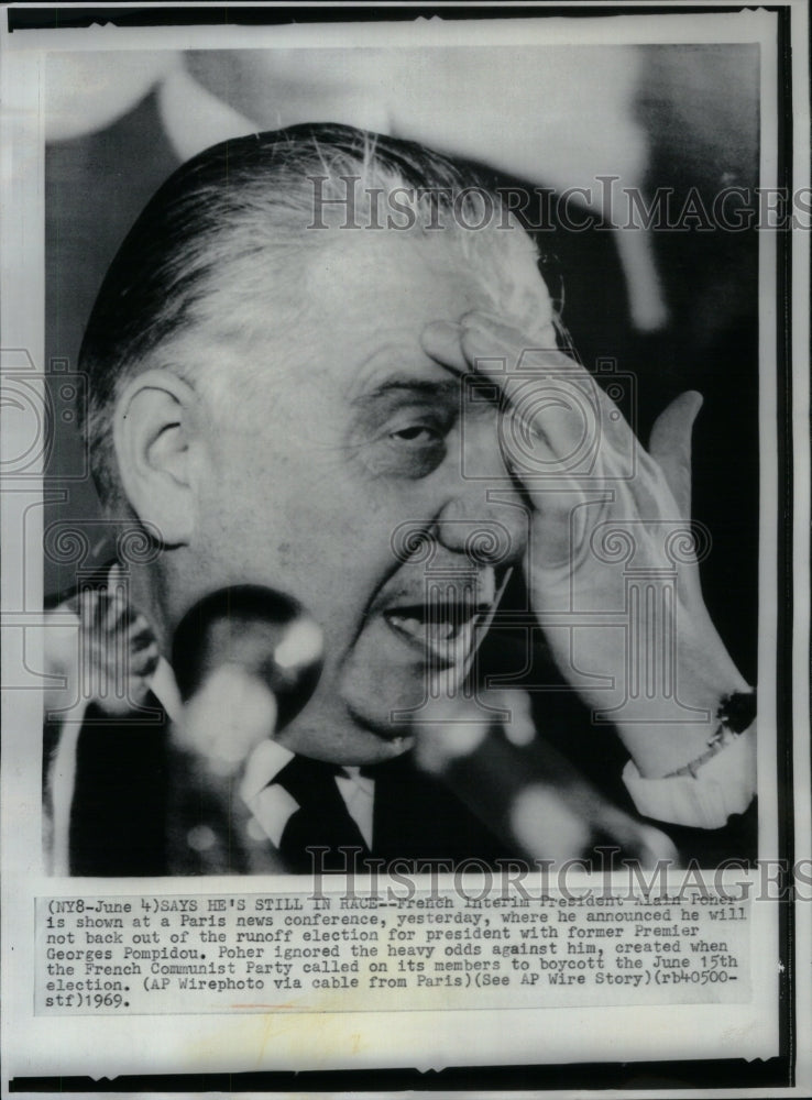 1969 Press Photo French Interim President Alain Poher - Historic Images