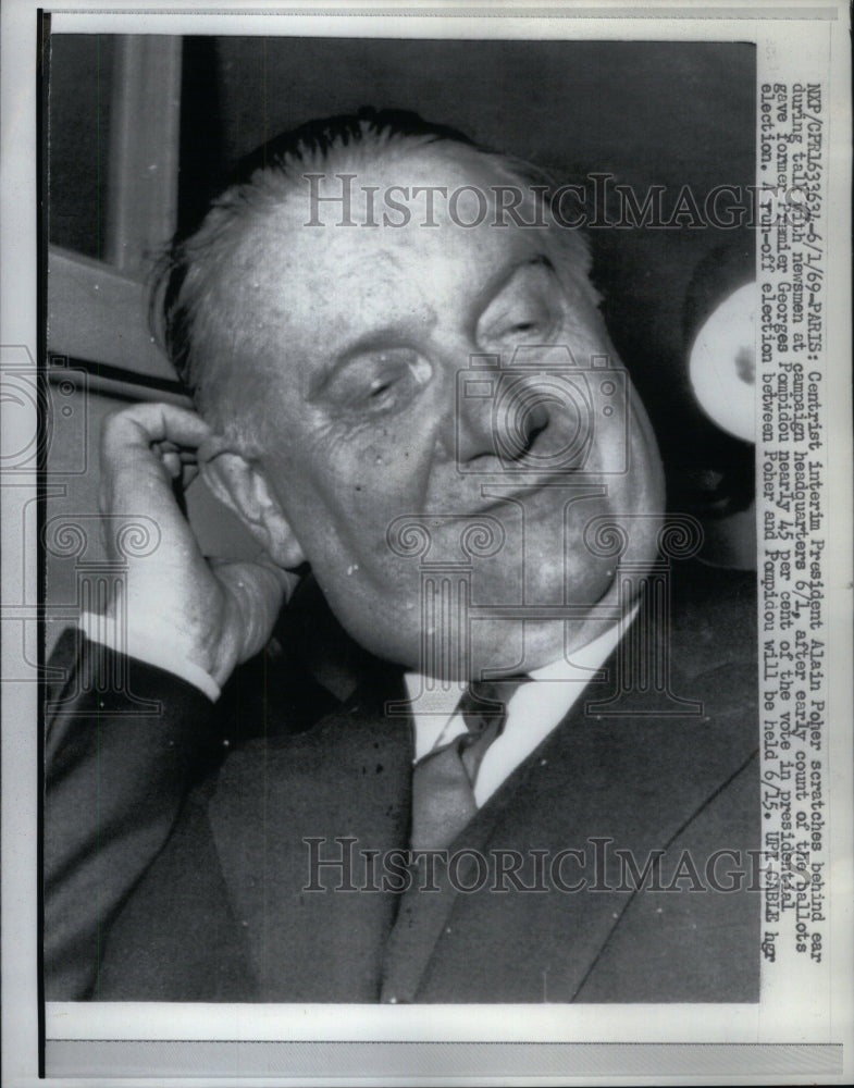 1969, Interim French President Alain Poher - RRU41921 - Historic Images