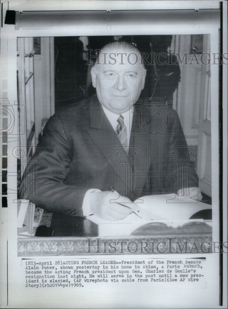 1969 Alain Poher Acting French President - Historic Images