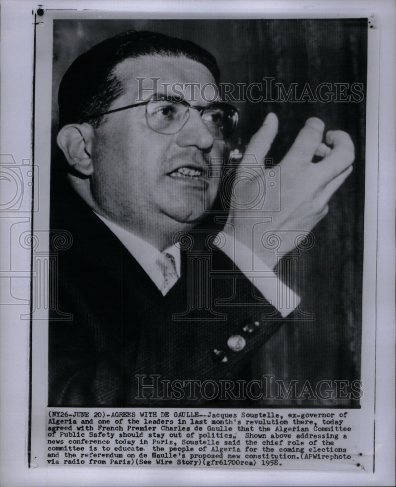 1958 Press Photo Jacques Soustelle/Algeria/Anthropology - RRU43361 - Historic Images