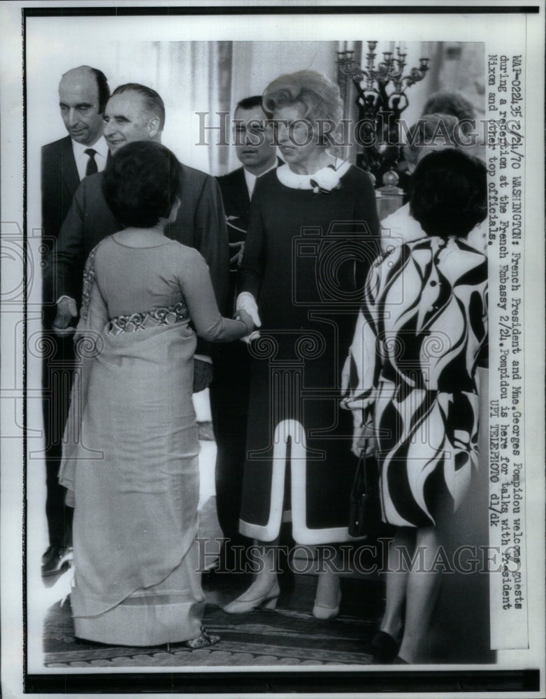 1970 Press Photo French Pres Embassy Reception DC - Historic Images