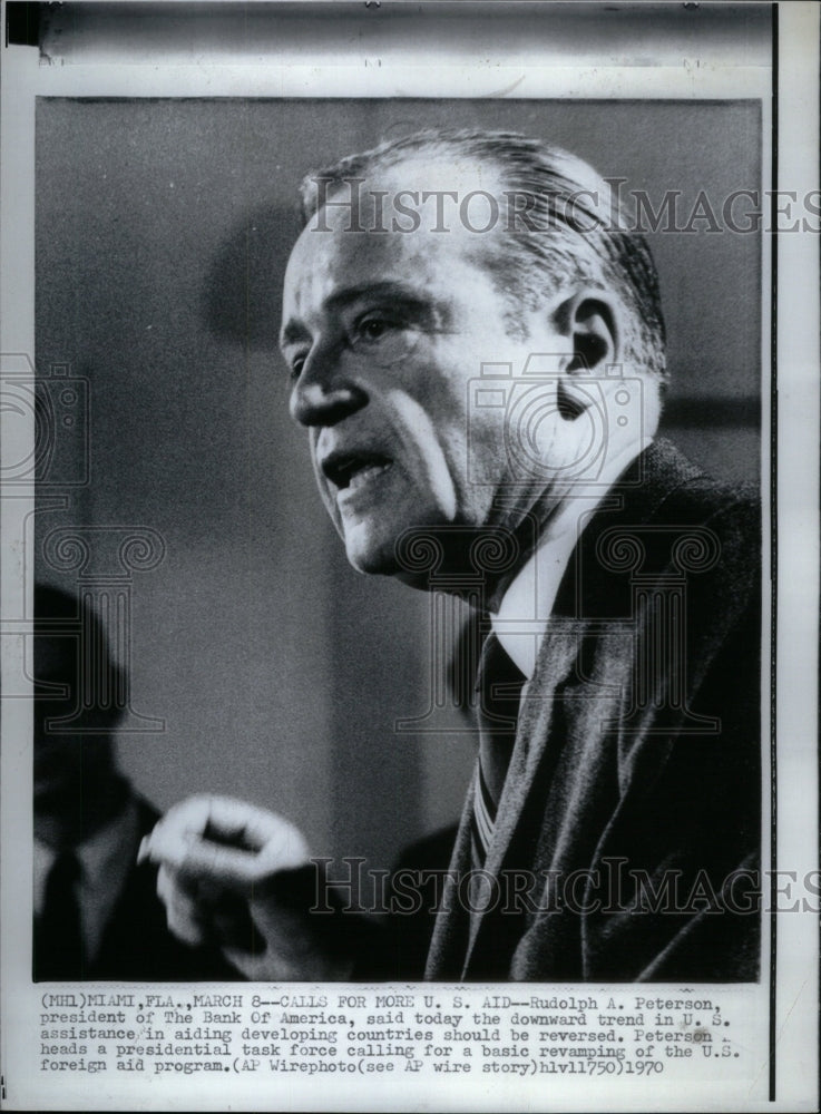 1970 Press Photo President Bank of America Peterson - Historic Images