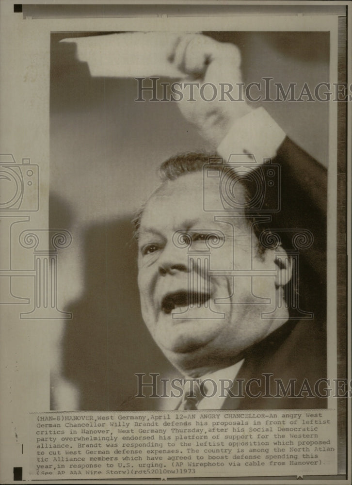 1973 Press Photo West German Chancellor Willy Brandt - Historic Images