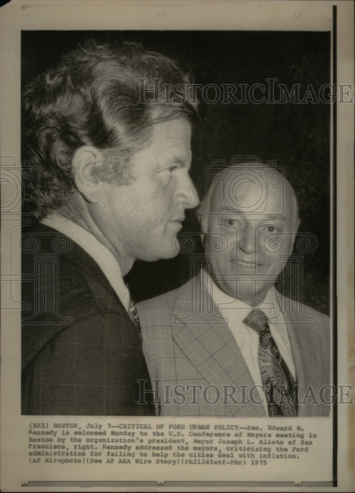 1975 Edward Kennedy Mayor Joseph Alioto US - Historic Images