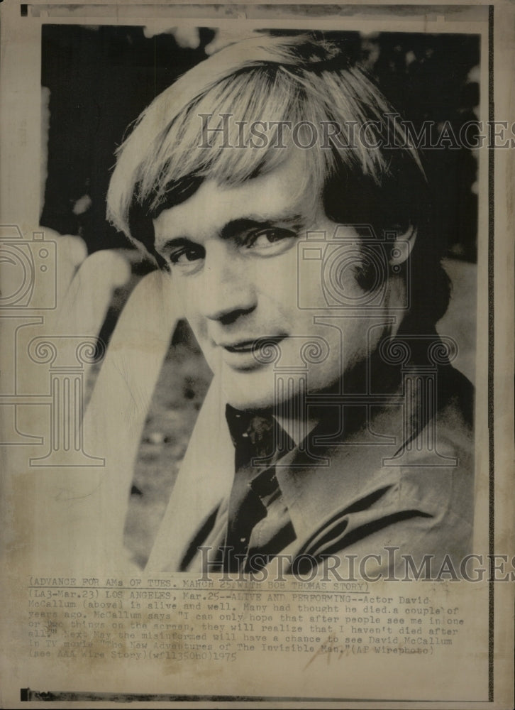 1975 David McCallum To Star in New TV Movie - Historic Images