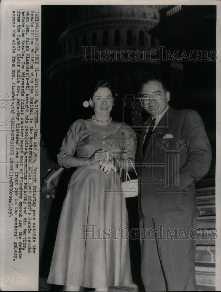 1954 Smilling McCarthys Mrs Joseph McCarthy - Historic Images